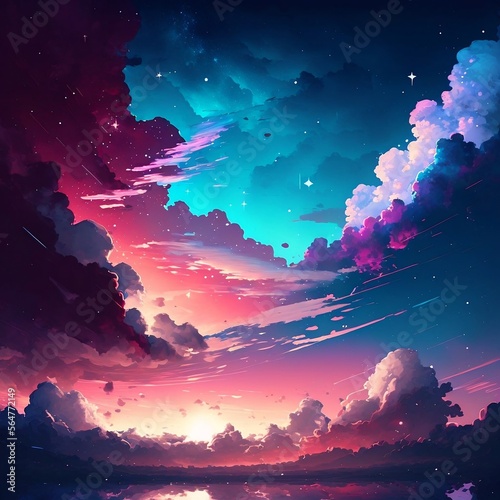 night sky and colorful clouds