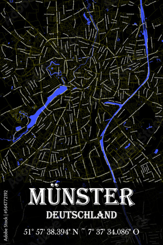 Urbaner Münster Straßename Stadtplan