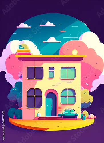 House for sale, apartments, real estate services, home buying, wallpaper, flat design © Alena