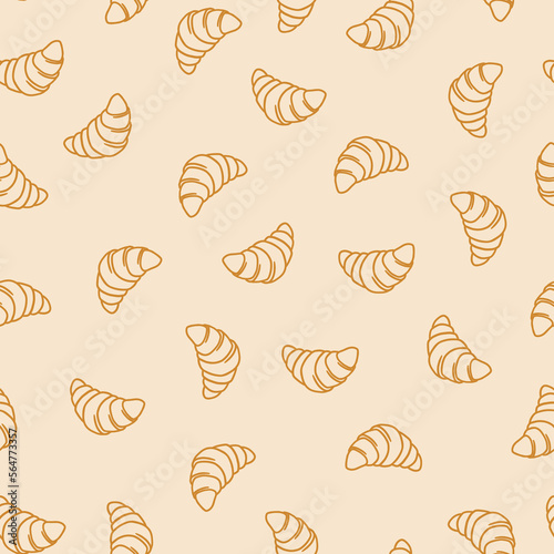 Croissant outlines seamless vector pattern