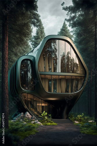 Futuristisches Haus im Wald