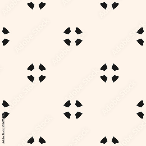 Simple geometric floral pattern. Vector minimalist seamless texture with small flower shapes. Abstract minimal monochrome geo background. Repeat design for prints  textile  decor  fabric  print  towel