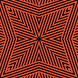 Geometric lines seamless pattern. Stylish vector texture with intersecting stripes, lines, chevron, rhombuses, triangles. Abstract orange and black linear graphic background. Modern repeat geo design