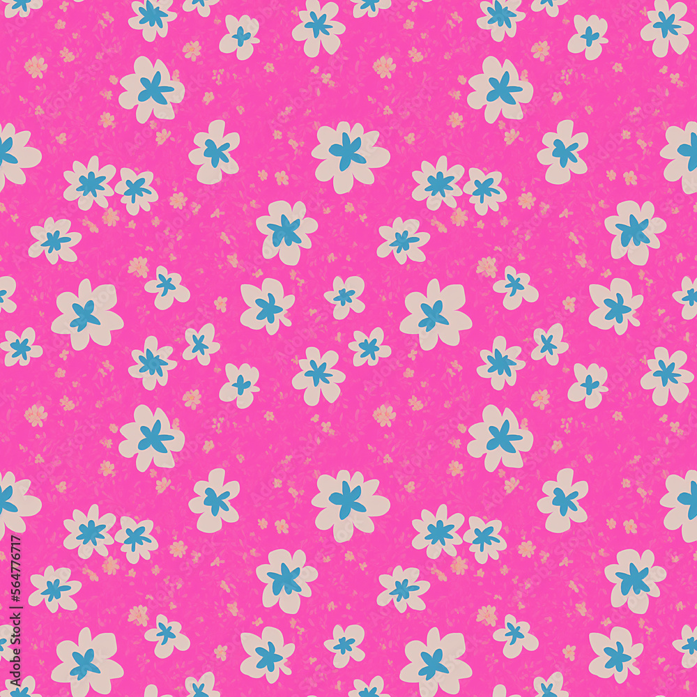 Floral seamless pattern design with flowers on pink, repeating background Floral seamless pattern design with flowers on pink, repeating background