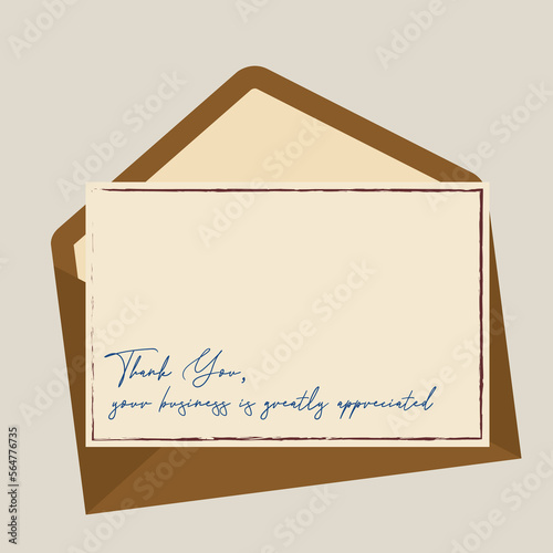 thank you for your business card with envelope design vector