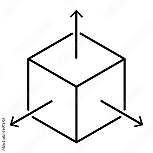 Isometric cube with axes. 3d modeling symbol. Vector illustration