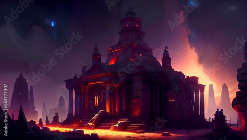 (4k) Lost ancient city ruin in the night AI