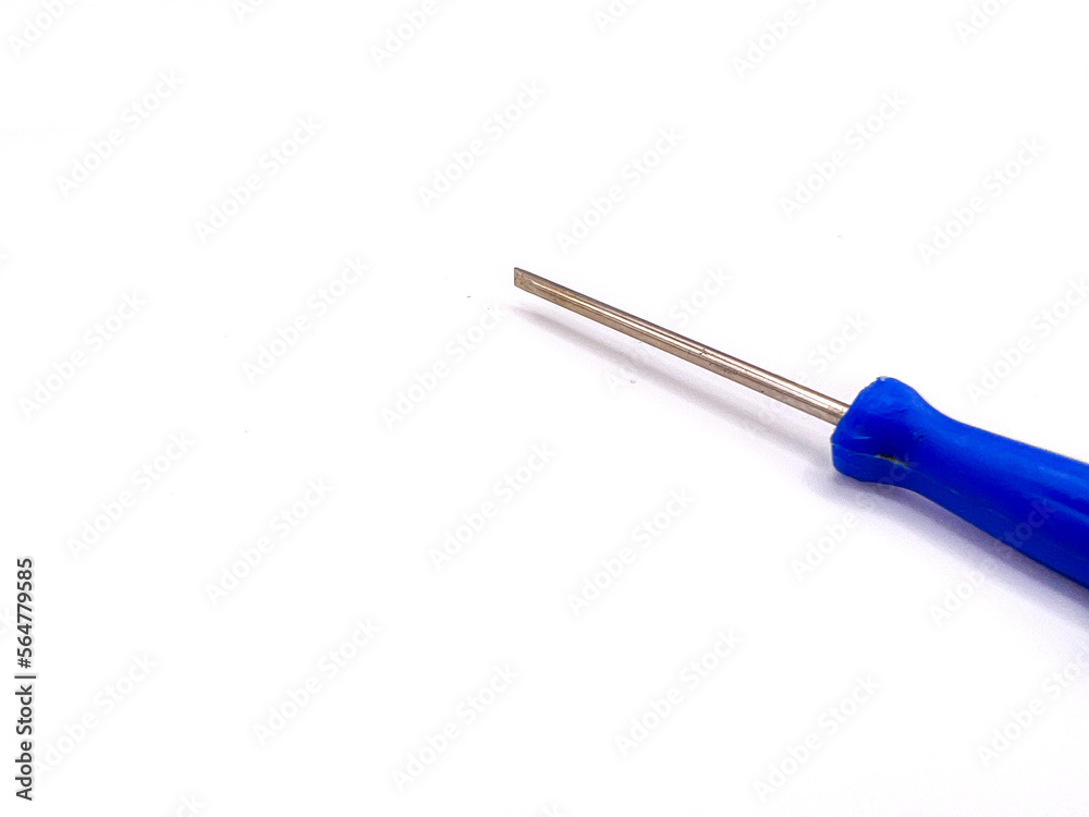 blue flathead screwdriver on white background blue flathead screwdriver on white background