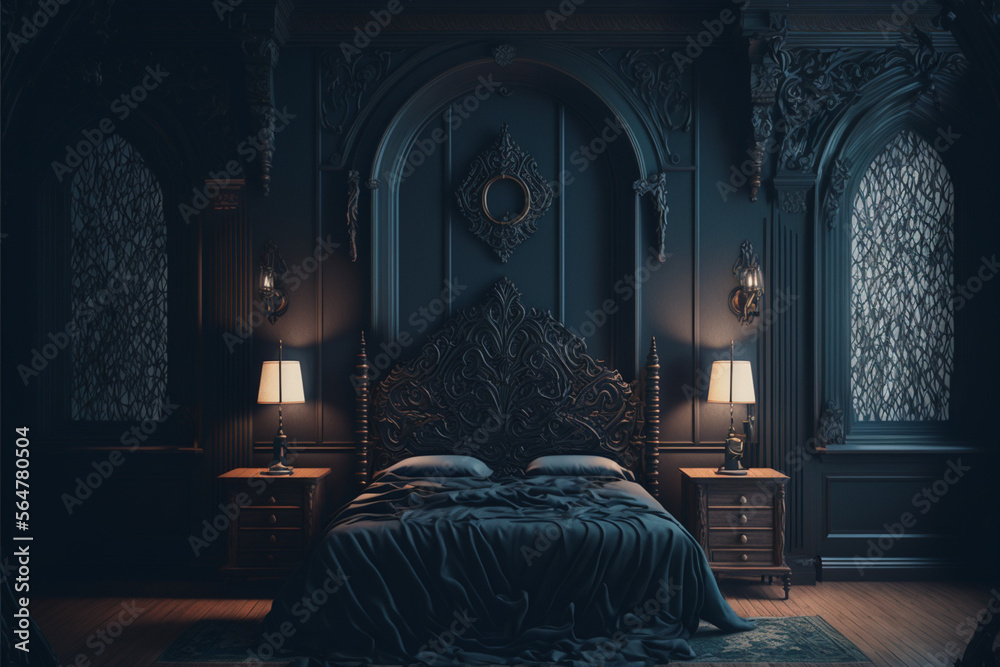 gothic bedroom Stock Illustration Adobe Stock