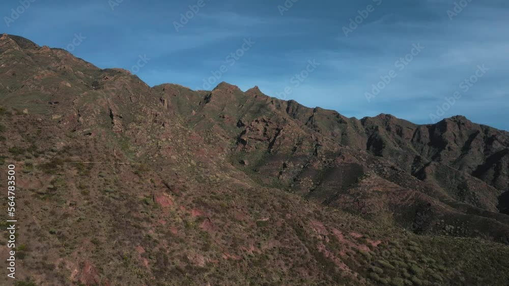 Calming Establishing Shot of Anaga Mountains Spain During Dusk, Beautiful Blue Sky Calming Establishing Shot of Anaga Mountains Spain During Dusk, Beautiful Blue Sky