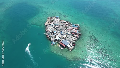 Famous Artificial Island of Santa Cruz del Islote, Columbia Ocean Caribbean - Aerial photo