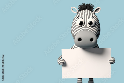 Cute Cartoon Zebra Holding ...