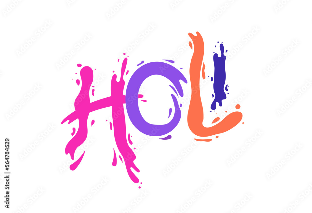 Happy Holi Festival. Colorful Lettering Made with Splashes Happy Holi Festival. Colorful Lettering Made with Splashes