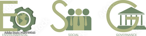 ESG concept. Information banner calls to commemorate this company's contribution to environmental, social issues. Vector illustration