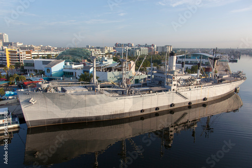 Tampa City Navy Ship With Morning Reflections