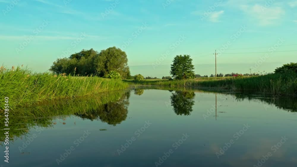 Serene Peaceful Reflective River - Low Angle Drone Aerial Shot Serene Peaceful Reflective River - Low Angle Drone Aerial Shot