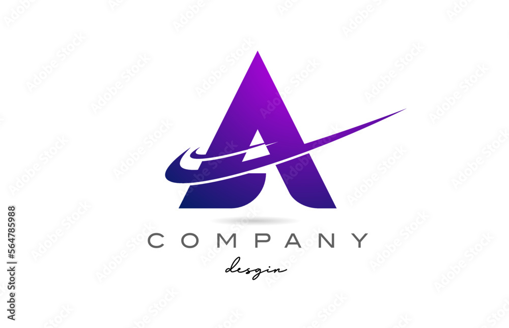 Fototapeta premium A purple alphabet letter logo with double swoosh. Corporate creative template design for business and company