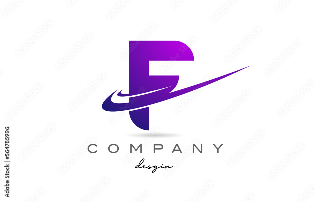 F purple alphabet letter logo with double swoosh. Corporate creative template design for business and company F purple alphabet letter logo with double swoosh. Corporate creative template design for business and company