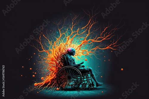 Multiple sclerosis abstract background. Generative AI photo