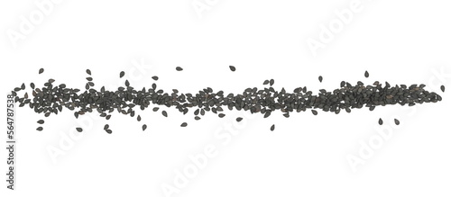 Fototapeta Naklejka Na Ścianę i Meble -  Black organic sesame seeds in shape line isolated on white background, top view