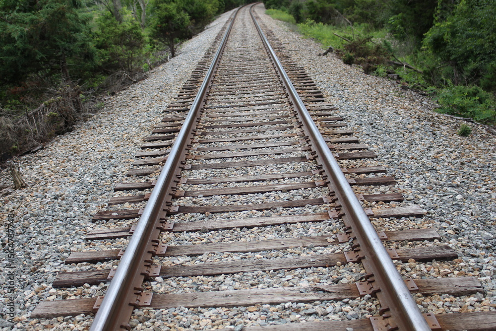 railroad tracks in the countryside