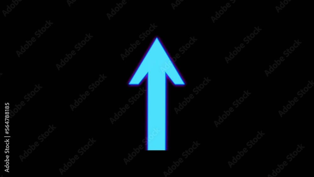 Neon Arrow sign symbol animation on black background, motion graphics arrow pointing up 4K animated image video elements Neon Arrow sign symbol animation on black background, motion graphics arrow pointing up 4K animated image video elements