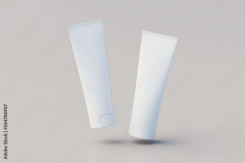 Cosmetic Cream Tube Packaging Multiple Tubes Mockup. 3D Illustration Cosmetic Cream Tube Packaging Multiple Tubes Mockup. 3D Illustration