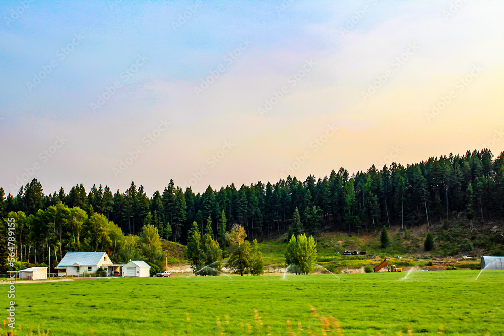 Fototapeta premium Montana Farm at Sunset