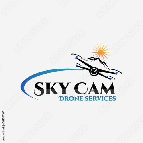 sky cam drone Vector simple drone logo design inspiration.