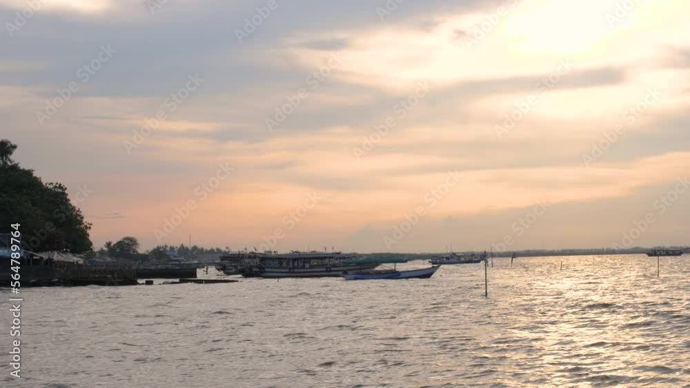 evening atmosphere of the beach and fishermen evening atmosphere of the beach and fishermen