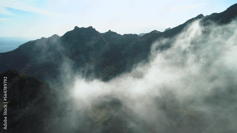 Beautiful Aerial Shot of Rolling Clouds in Anaga Mountains Spain Beautiful Aerial Shot of Rolling Clouds in Anaga Mountains Spain