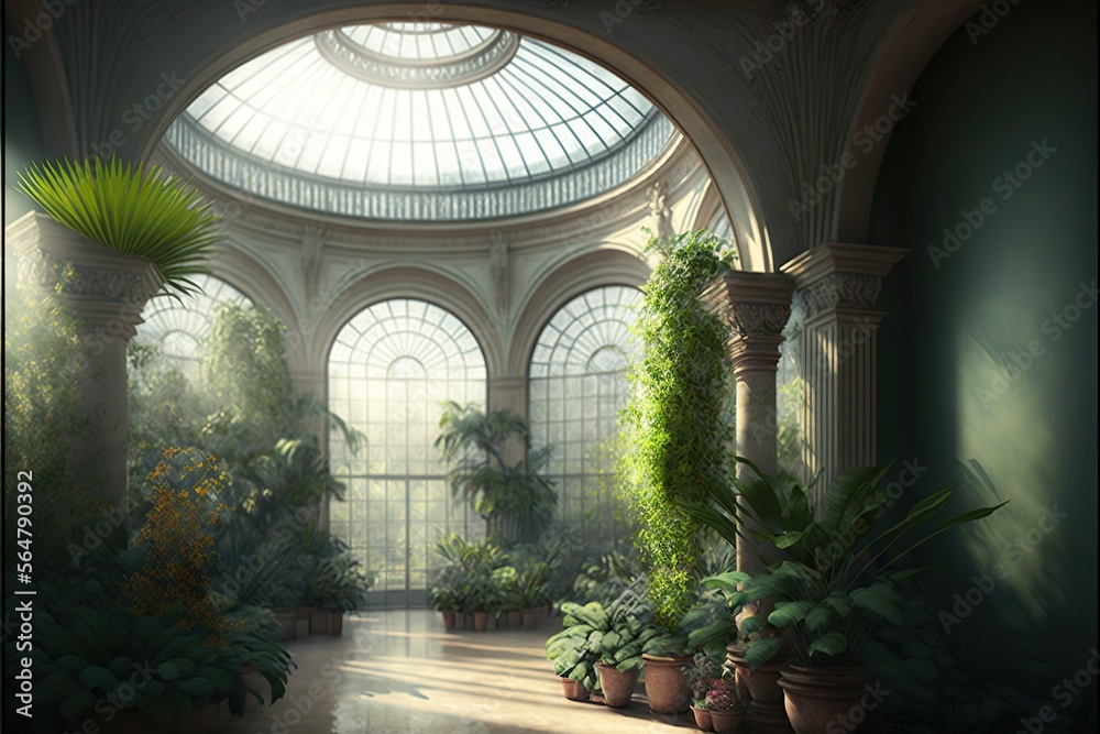 Botanical garden interior, created with Generative AI technology