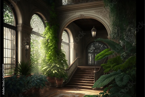 Botanical garden interior  created with Generative AI technology