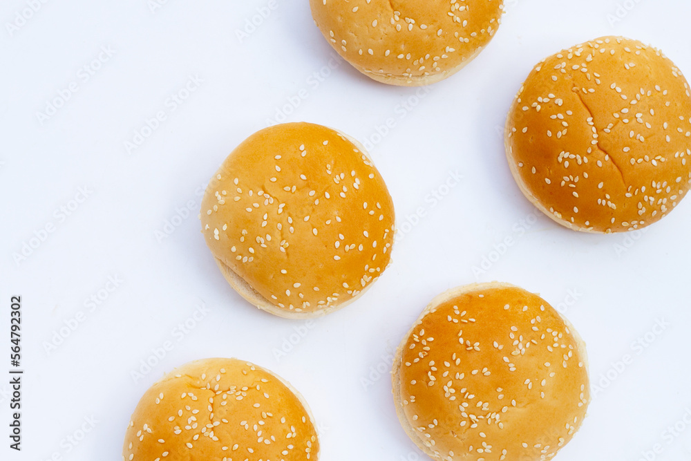 Hamburger buns with sesame on white background. Hamburger buns with sesame on white background.