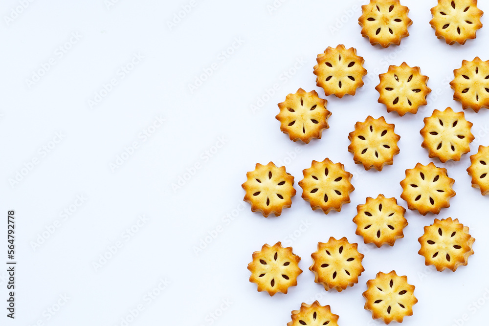 Fototapeta premium Pineapple Biscuits isolated on white background.