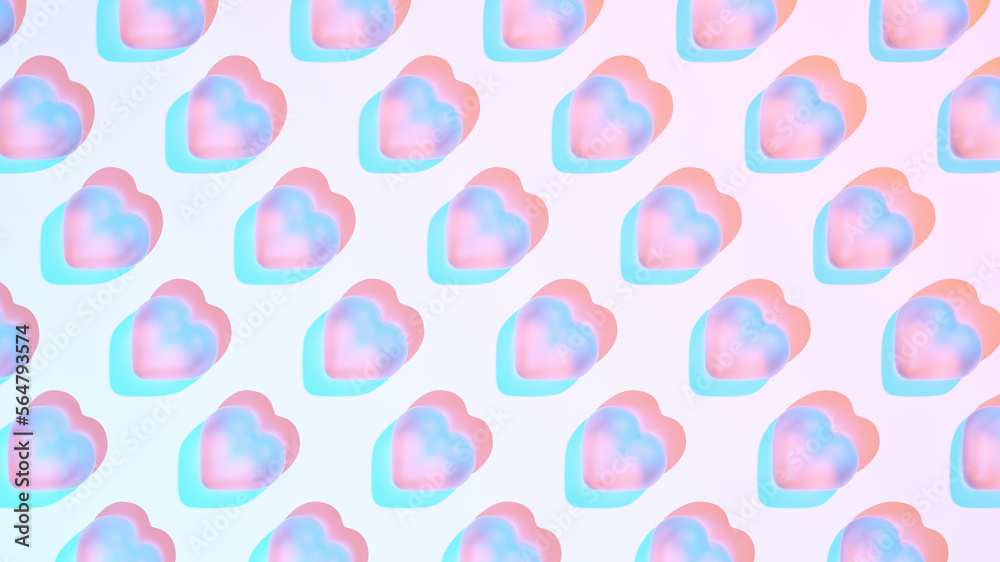 Psychedelic Neon Glass Hearts 3D Pattern Illusion Cyan Blue and Red Orange Pink Lights Fringing Optical Aberration Psychedelic Neon Glass Hearts 3D Pattern Illusion Cyan Blue and Red Orange Pink Lights Fringing Optical Aberration