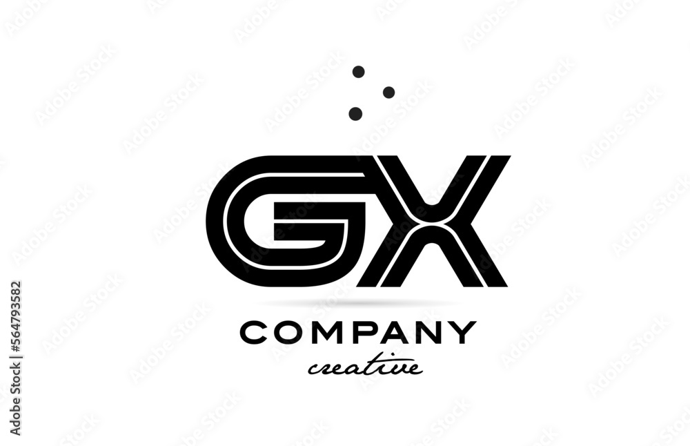 GX black and white combination alphabet bold letter logo with dots. Joined template design for business and company