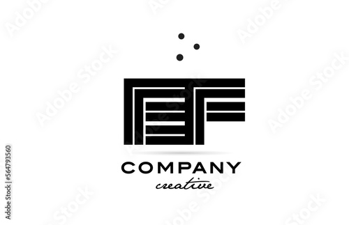 EF black and white combination alphabet bold letter logo with dots. Joined creative template design for company and business