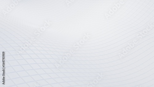 White Mathematical Geometric Abstract Line and White Surface Wave under Spot Lighting White-Blue Background. Concept 3D illustration of technological innovations, strategies and revolutions.