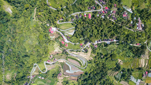 Aerial view of Kelok 44. Tuning 44 is a unique street located in the religion district, reviewer. West Sumatra, Indonesia photo