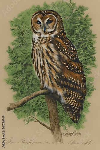 Colour Sketch of a Tawny Owl in a tree