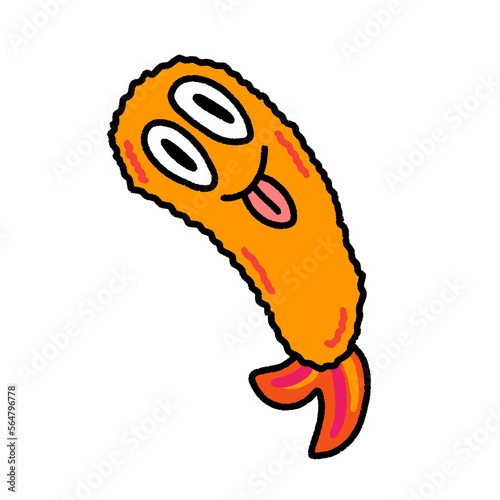 ebi katsu, japanese fried shrimp, character design, cute cartoon isolated , graphic design for presentation, marketing, art, illustration, t-shirt design, cartoon, comic, advertising, online media
