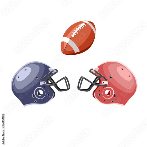 american football helmet and ball