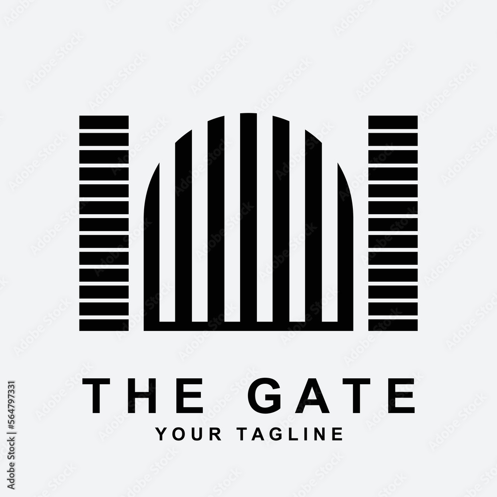 Obraz premium antique gate or vintage gate logo vector illustration design