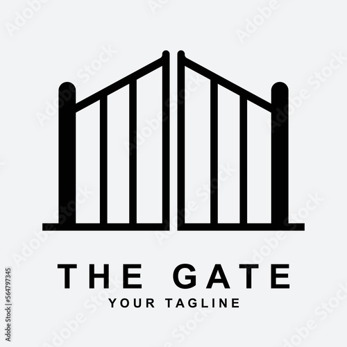antique gate or vintage gate logo vector illustration design