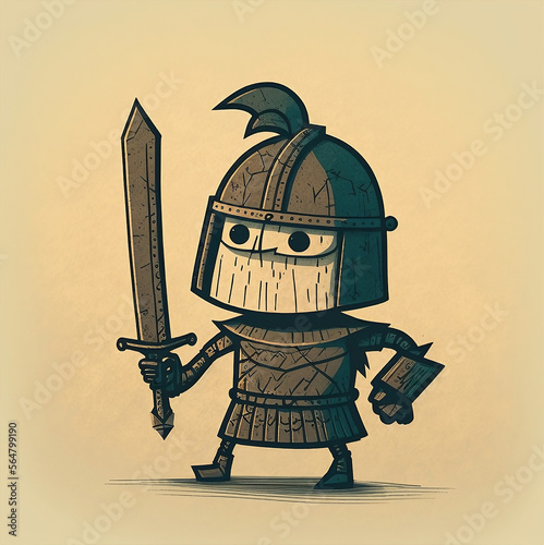 Centurion in Black armor with a Sword - Stickman character - illustration - cartoonn photo
