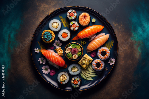 Plate of colorful sushi