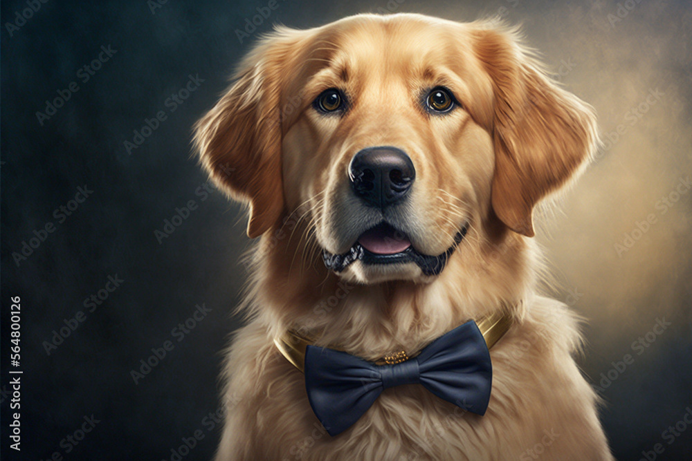 Cute Golden Retriever with bowtie