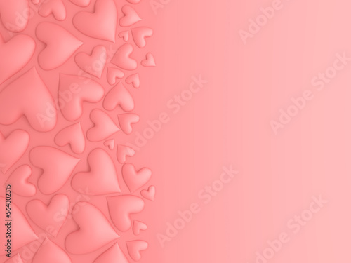 Overhead of soft pastel pink hearts. For romantic Valentine's day background. 3d render. © Leigh Prather