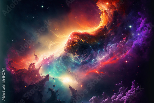 Colorful space clouds background